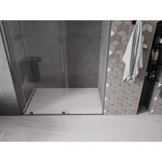 Mexen Velar posuvné sprchové dvere 140 cm, transparent, šedá kartáčovaný 871-140-000-01-66