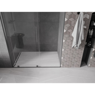 Mexen Velar posuvné sprchové dvere 150 cm, transparent, šedá kartáčovaný 871-150-000-01-66