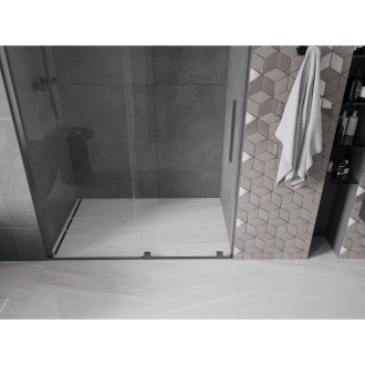 Mexen Velar posuvné sprchové dvere 150 cm, transparent, šedá kartáčovaný 871-150-000-01-66