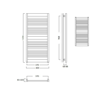 radiátor FRAME SLIM 400 x 1078 mm, C31 black mat RADFRAS401131
