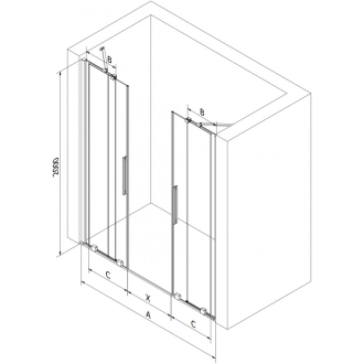Mexen Velar Duo posuvné sprchové dvere 150 cm, transparentné, chróm - 871-150-000-02-01