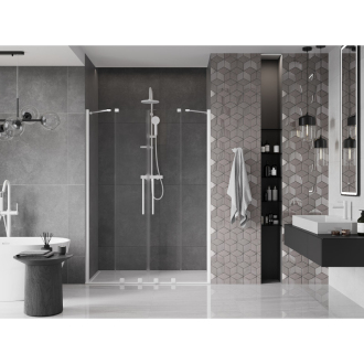 Mexen Velar Duo posuvné sprchové dvere 160 cm, transparentné, biele - 871-160-000-02-20
