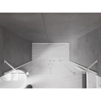 Mexen Velar Duo posuvné sprchové dvere 200 cm, transparentné, biele - 871-200-000-02-20