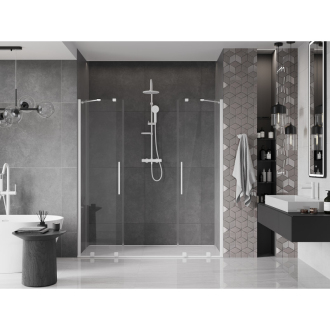 Mexen Velar Duo posuvné sprchové dvere 200 cm, transparentné, biele - 871-200-000-02-20