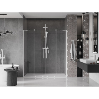 Mexen Velar Duo posuvné sprchové dvere 200 cm, transparentné, biele - 871-200-000-02-20