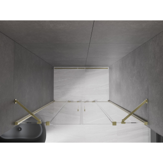 Mexen Velar Duo posuvné sprchové dvere 150 cm, priehľadné, zlaté - 871-150-000-02-50