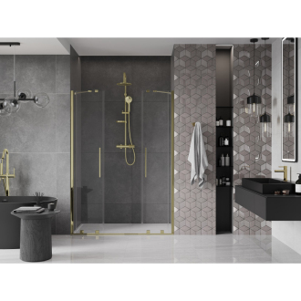 Mexen Velar Duo posuvné sprchové dvere 150 cm, priehľadné, zlaté - 871-150-000-02-50