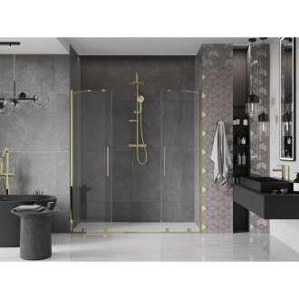 Mexen Velar Duo posuvné sprchové dvere 170 cm, priehľadné, zlaté - 871-170-000-02-50