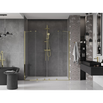 Mexen Velar Duo posuvné sprchové dvere 170 cm, priehľadné, zlaté - 871-170-000-02-50