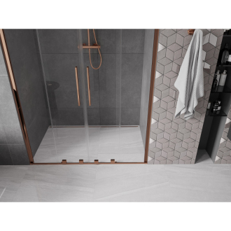 Mexen Velar Duo posuvné sprchové dvere 140 cm, transparent, ružové zlato 871-140-000-02-60