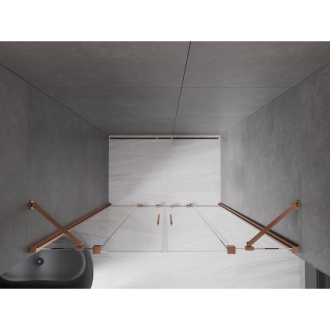 Mexen Velar Duo posuvné sprchové dvere 150 cm, transparent, ružové zlato 871-150-000-02-60