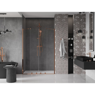 Mexen Velar Duo posuvné sprchové dvere 150 cm, transparent, ružové zlato 871-150-000-02-60