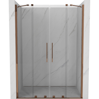 Mexen Velar Duo posuvné sprchové dvere 160 cm, transparent, ružové zlato 871-160-000-02-60
