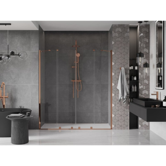 Mexen Velar Duo posuvné sprchové dvere 170 cm, transparent, ružové zlato 871-170-000-02-60