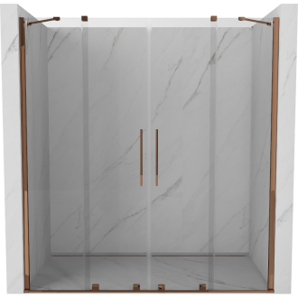 Mexen Velar Duo posuvné sprchové dvere 200 cm, transparent, ružové zlato 871-200-000-02-60