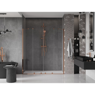 Mexen Velar Duo posuvné sprchové dvere 200 cm, transparent, ružové zlato 871-200-000-02-60