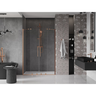 Mexen Velar Duo posuvné sprchové dvere 140 cm, transparent, brúsená meď 871-140-000-02-65