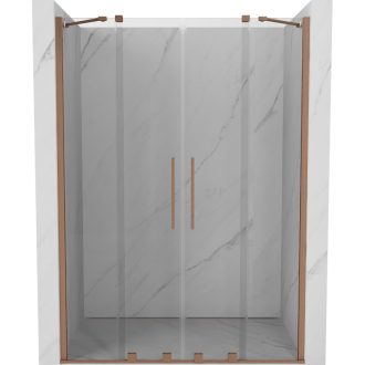 Mexen Velar Duo posuvné sprchové dvere 150 cm, transparent, brúsená meď 871-150-000-02-65