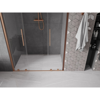 Mexen Velar Duo posuvné sprchové dvere 150 cm, transparent, brúsená meď 871-150-000-02-65