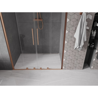 Mexen Velar Duo posuvné sprchové dvere 150 cm, transparent, brúsená meď 871-150-000-02-65