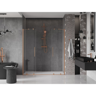 Mexen Velar Duo posuvné sprchové dvere 170 cm, transparent, brúsená meď 871-170-000-02-65