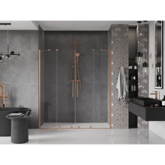 Mexen Velar Duo posuvné sprchové dvere 170 cm, transparent, brúsená meď 871-170-000-02-65