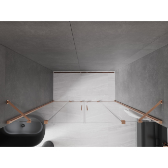 Mexen Velar Duo posuvné sprchové dvere 200 cm, transparent, brúsená meď 871-200-000-02-65