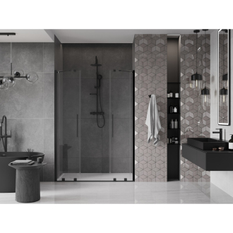 Mexen Velar Duo posuvné sprchové dvere 140 cm, priehľadné, čierne - 871-140-000-02-70