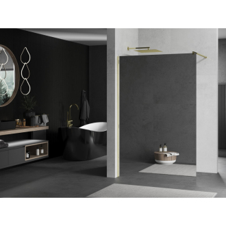 Mexen Kyoto Walk-in sprchová stena 130 x 200 cm, 8 mm zrkadlo, zlatá - 800-130-101-50-50