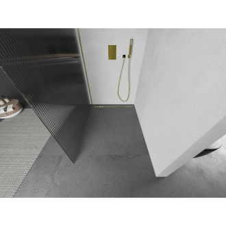Mexen Kyoto Walk-in sprchová stena 140 x 200 cm, pruhy 8 mm, zlatá - 800-140-101-50-09