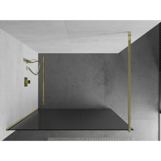 Mexen Kyoto Walk-in sprchová stena 140 x 200 cm, pruhy 8 mm, zlatá - 800-140-101-50-09