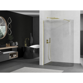 Mexen Kyoto zaoblená sprchová stena Walk-in 80 x 200 cm, transparentná 8 mm, zlatá - 800-080-101-50-06