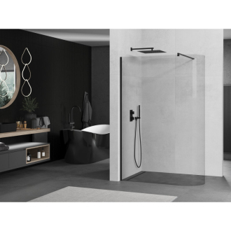 Mexen Kyoto zaoblená sprchová stena Walk-in 80 x 200 cm, transparentná 8 mm, čierna - 800-080-101-70-06