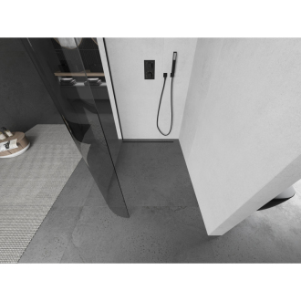 Mexen Kyoto zaoblená sprchová stena Walk-in 80 x 200 cm, transparentná 8 mm, čierna - 800-080-101-70-06