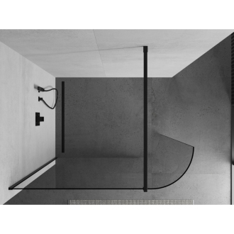 Mexen Kyoto zaoblená sprchová stena Walk-in 80 x 200 cm, transparentná 8 mm, čierna - 800-080-101-70-06