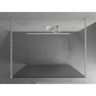Mexen Kyoto voľne stojaca sprchová stena 100 x 200 cm, pruhy 8 mm, biela - 800-100-002-20-09