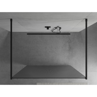 Mexen Kyoto voľne stojaca sprchová stena 140 x 200 cm, pruhy 8 mm, čierna 800-140-002-70-09