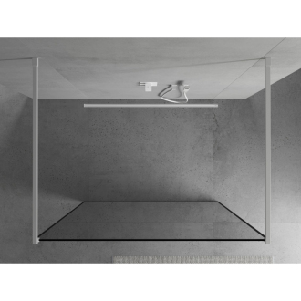 Mexen Kioto voľne stojaca sprchová stena 150x200 cm, čierny vzor 8, biela 800-150-002-20-70