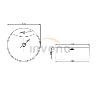 Invena RONDI CE-21-001-W Umývadlo na dosku 47 cm