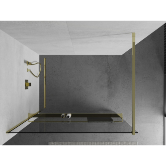Mexen KIOTO+ zástena Walk-in s Walk-in policou 135x200, transp., zlatá 800-135-121-50-00