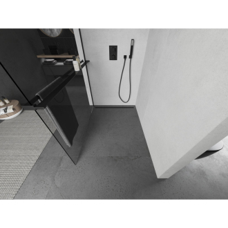 Mexen KIOTO+ zástena Walk-in s policou 75x200 cm, transparent, čierna 800-075-121-70-00