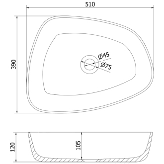 Mexen Ono umývadlo na dosku z konglomerátu 51 x 39 cm, biela - 23045101