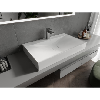 Mexen Poli umývadlo na dosku z konglomerátu 1/O 80 x 48 cm, biela - 23028001