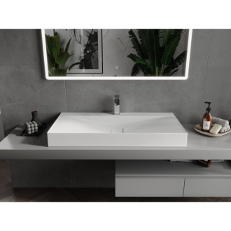 Mexen Poli umývadlo na dosku z konglomerátu 1/O 100 x 48 cm, biela - 23021001