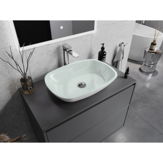 Mexen Araks sklenené umývadlo na dosku 54 x 39 cm, biele - 24155430