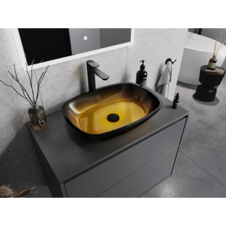 Mexen Araks sklenené umývadlo na dosku 54 x 39 cm, tmavé zlato - 24155451