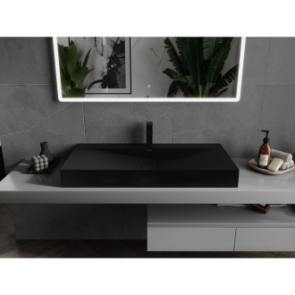 Mexen Poli umývadlo na dosku z konglomerátu 1/O 100 x 48 cm, čierna - 23021071