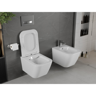 MEXEN Madox Závesná WC misa Rimless + sedátko Soft close Duroplast, biela 30154000