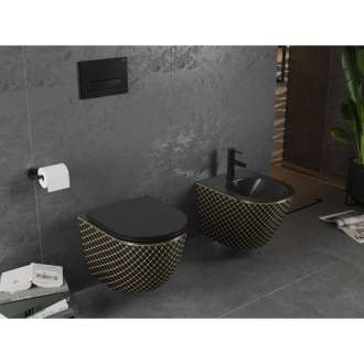 Mexen Lena závesný bidet, matný čierno / zlatý mriežkový vzor - 35224879