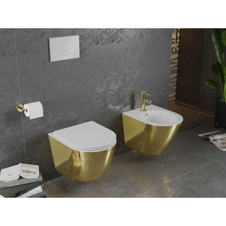 Mexen Lena závesný bidet, biela/zlatá - 35224806